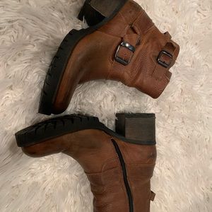 Brown platform booties